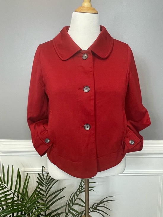 Ann Taylor Jackets & Blazers - Ann Taylor Red Rounded-Collar Button Jacket